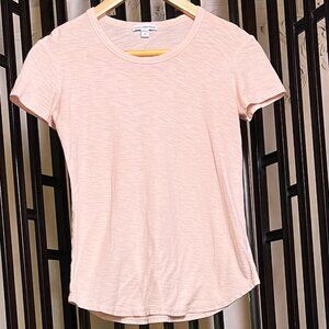 James Perse Sheer Burnout Style Everyday Tee, Pink/Cream, Size 0